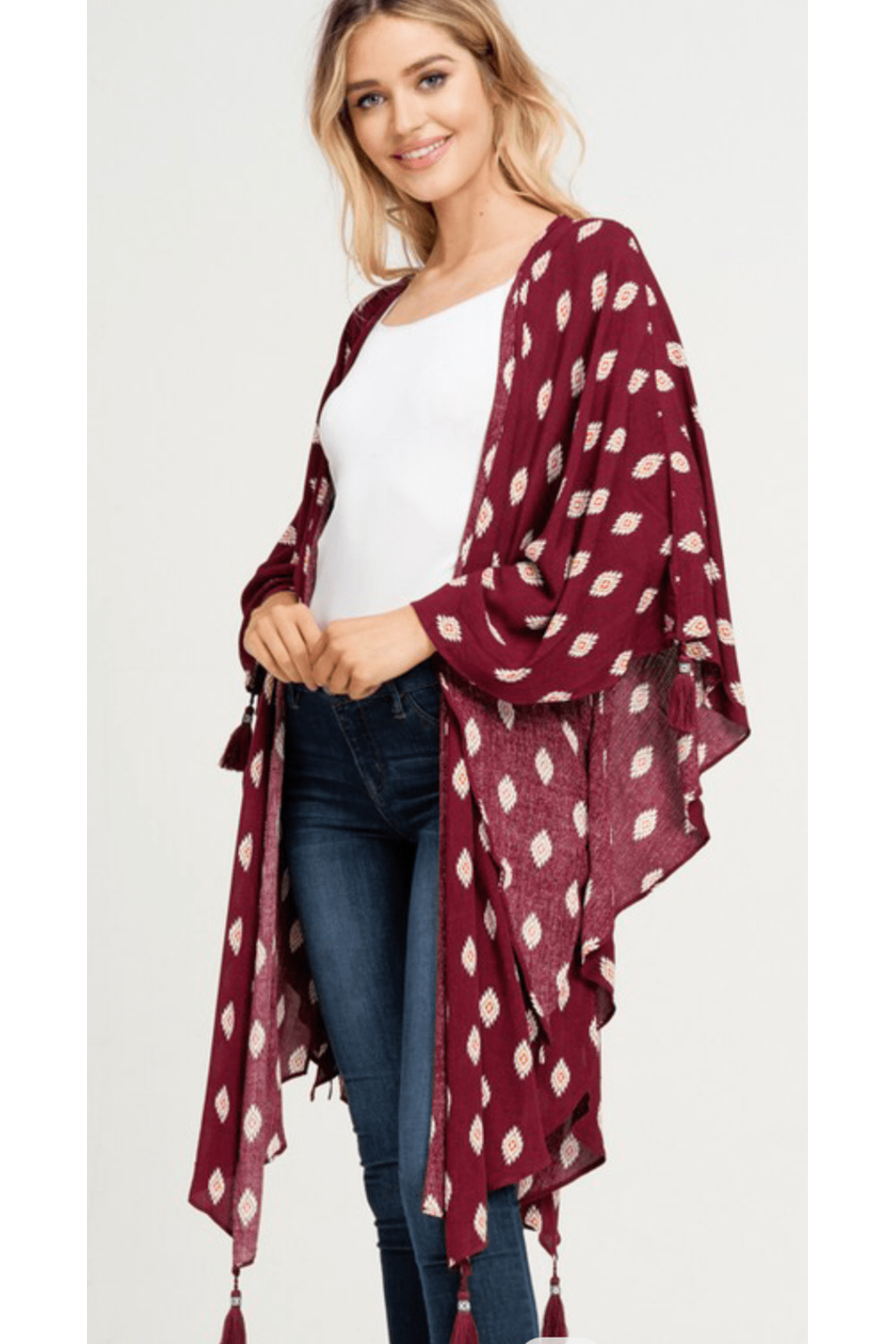 Burgundy Terri Tassle Kimono