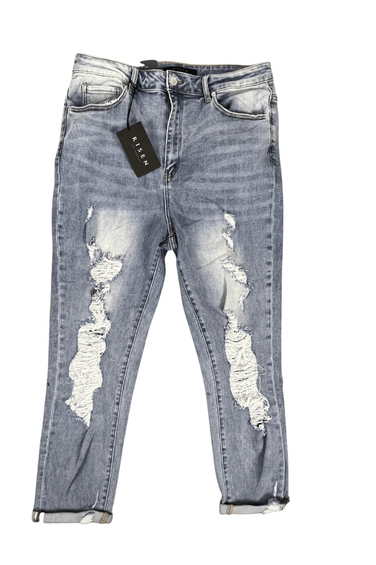 Risen Distressed Skinny Jeans | Curvy