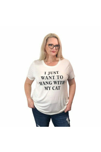 I Just Want to Hang With My Cat Tee | Curvy