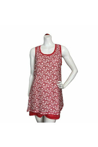 Lace Floral Red & White Tank
