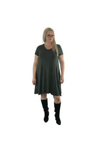 Tee to the Knee Dress | Black or Olive | Curvy
