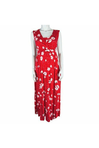Red Floral Maxi Nursing Maternity Dress