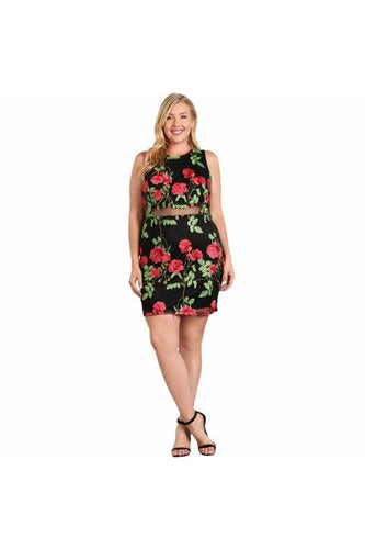 Floral Rose Embroidered Dress | Curvy